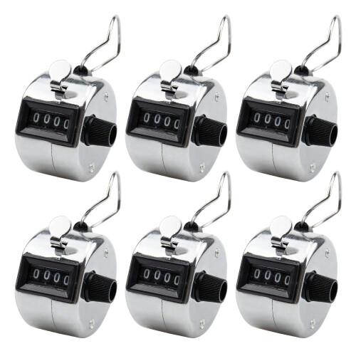 Foraineam 6 Pack Hand Tally Counter 4-Digit Lap Counter Clicker