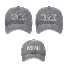 3pack Retros Styles Family Matching Baseball Hat Adjustable Embroidered Gray