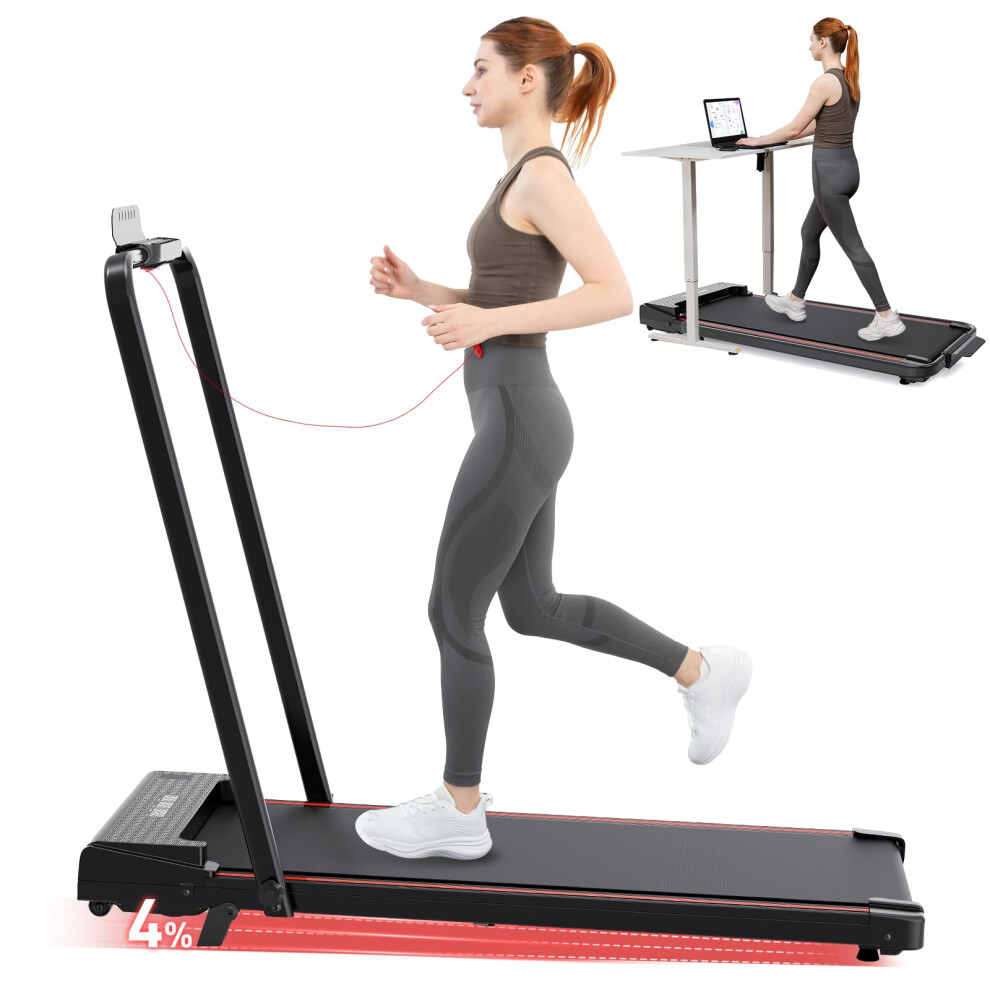 Citysports Treadmill With Incline, 2 In 1 Folding Fitness Treadmill