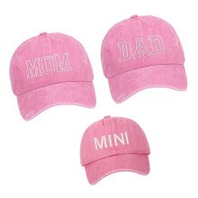 3pcs Retros Embroidered Baseball Hat Adjustable Parent-Child Baseball Hat Pink