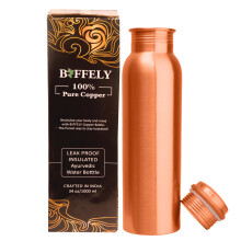 Copper Water Bottle, 100% Pure Copper, Handmade Ayurvedic Leakproof