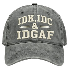 Stylish Embroidered Cotton Baseball Hat Adjustable Fit Sunhat For Most Ages Gray
