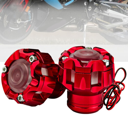 Motorcycle Fork Guard Crash Protector Universal LED Light Front Fork Cap Cover Red 1