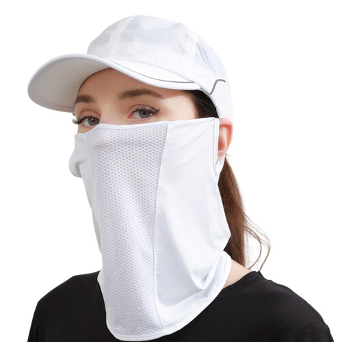 Soft Durability Sun Protective Face Cover Quick Drying Sun Blocking Face Cover White