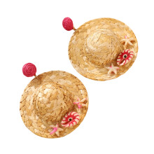 Stylish Large Scale Earrings Sturdy Alloy With Intricate Woven Details Hot Pink