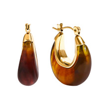 Fashionable U Shape Moon Earrings Craft Of Stainless Steel And Resin Materials BR