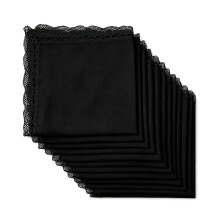 Contemporary Cotton Lace Handkerchief Ideal For Weddings Parties Everyday Carry Black 36