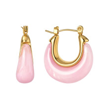 Fashionable U Shape Moon Earrings Craft Of Stainless Steel And Resin Materials PK