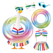 Porch Geese Outfits Swimsuit with Sunglasses Swim Rings For Seasonal Displays I