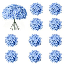 10Pcs Weather Resistant Silk Hydrangea Artificial Flower for Wedding Decoration Blue