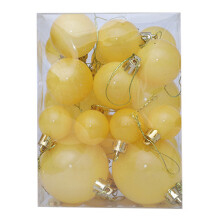 24Pcs Colorful Christmas Ball Ornament Shatterproof Plastic Decorative Bauble Yellow