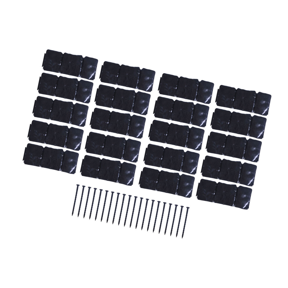 20Pcs Plastic Garden Retaining Fence Stone Look Border Panels Garden Edging Black 7755000574145
