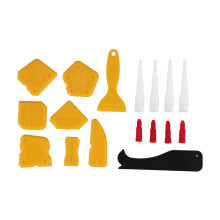 17 Pieces Caulking Tool Kit Silicone Sealant Finishing Tool Grout Scraper Caulk Remover And Caulk Nozzle And Caulk Caps(Yellow)
