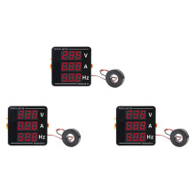 3X AC Ammeter Voltmeter Three Display Current Voltage Frequency Meter AC50-500V AC0-120A 10-99.9Hz