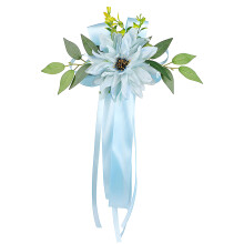Fashionable Vehicle Mirror Embellishment With Realistic Flower Door Light Blue 1pcs