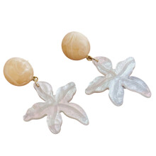 Stylish Acrylic Maple Leaf Dangle Earrings Bohemian Design Multiple Colors White