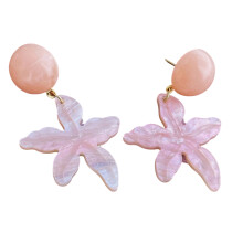 Bohemian Style Acrylic Maple Leaf Earrings Lightweight And Colorful For Women Pink