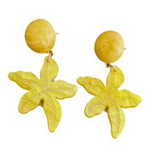 Gorgeous Bohemian Designed Plastic Maple Leaf Earrings Multiple Color Options Yellow