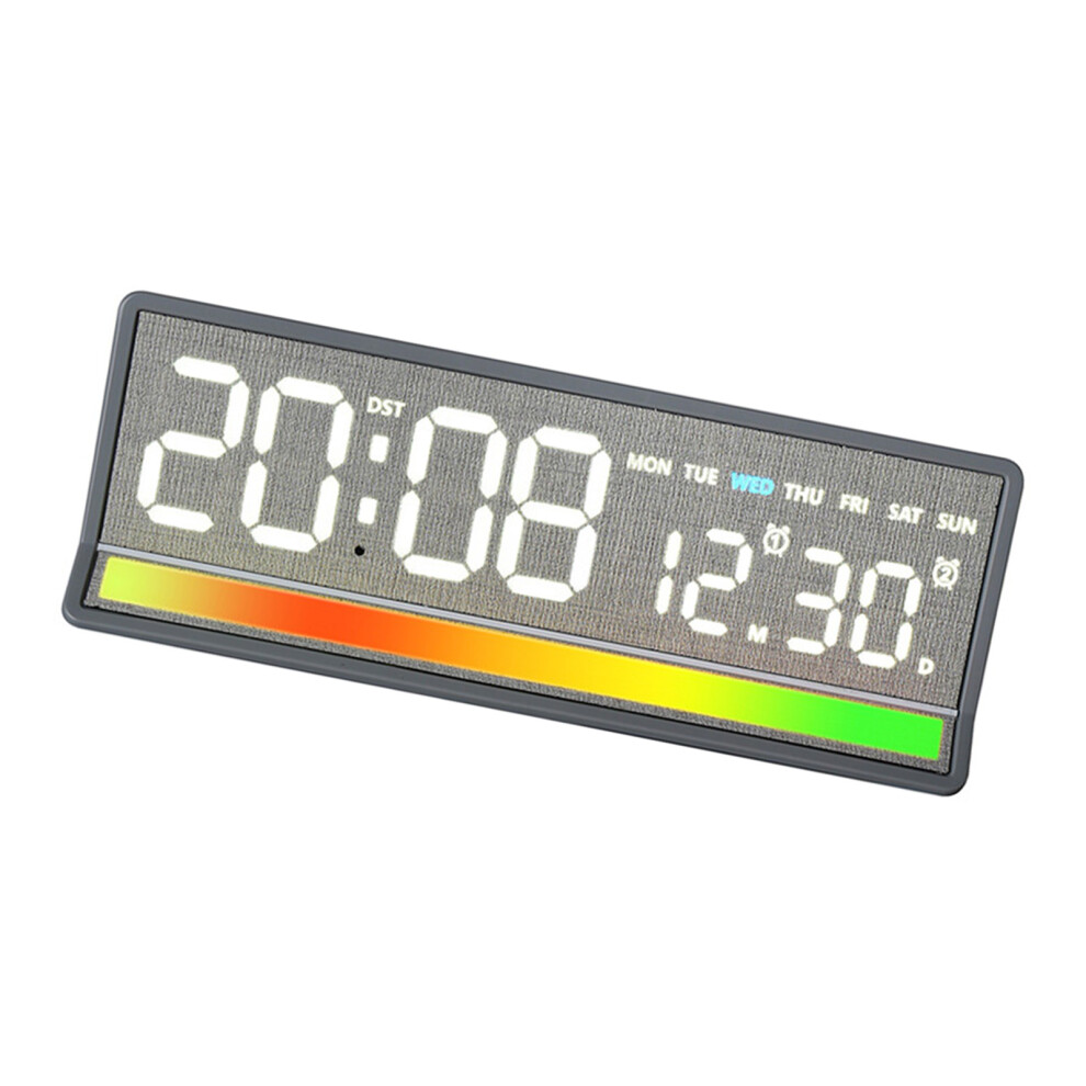 Practical Digital Clock with Visual Sound Effect & Alarm Function for Home Use Gray