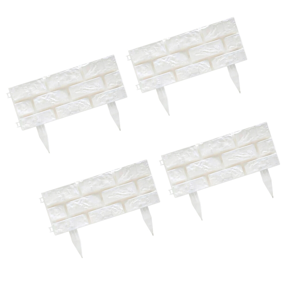 4Pcs Plastic Garden Retaining Fence Stone Look Border Panels Garden Edging White 7755000601728