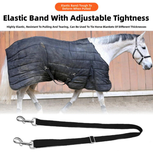 Elastic Horse Blanket Leg Straps Adjustable with Double Swivels Hook Replacement 2