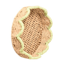 Artistic Handcrafted Wicker Bin With Floral Edges For Bedroom Decoration Use S