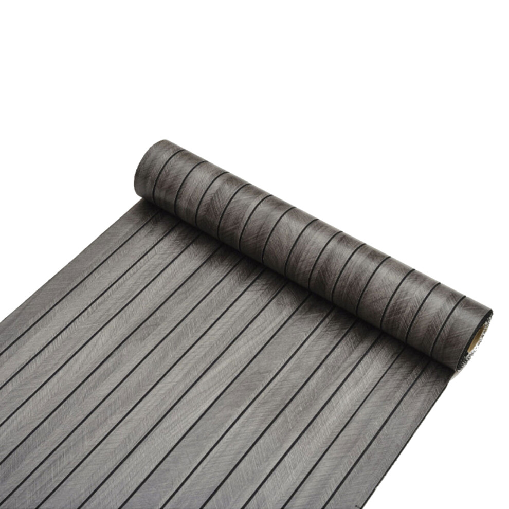 Stylish Wood Grains Slats Wall Sticker 40X300cm Waterproof Adhesive Wallpaper Dark Grey 7755000646569
