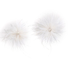 Fashionable Plastic Feather Drop Earrings Elegant Glamourous Ear Accessories White