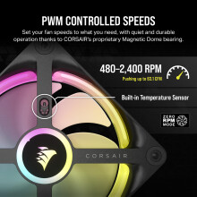Corsair iCUE LINK QX120 RGB 120mm Magnetic Dome RGB Fans - Triple Fan Starter Kit with iCUE LINK System Hub - Black