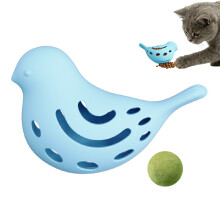 Silicone Bird Treats Feeder Cats Toy with Mint Ball for Soothing Entertainment Blue