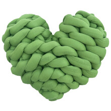 Stylish Hand Knotted Heart Pillow Polyester Rest Cushion for Home Decoration Grass green