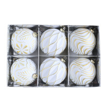 6Pcs Shatterproof Christmas Ball Decoration Colorful Baubles Ornament for Tree White