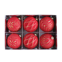 6Pcs 8CM Colorful Christmas Ball Ornament Christmas Baubles Decoration for Tree Red