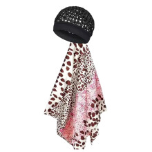 Polyester Hair Cover Scarf With Wide Brims Wrap Cap Hair Net Pink spots