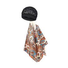 Wide Brims Hair Cover Scarf Polyester Material Hair Net Scarf Machine Vintage cashew