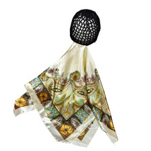 Elastic Head Wrap Scarf And Hair Net Combo Breathable Polyester Wrap Cap R cashew