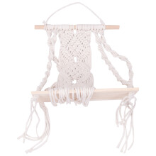 Boho Macrame Wall Hanging Shelf Handmade Woven Tassel  Rack Wood Floating Storage Hanger for Home Wall Decor