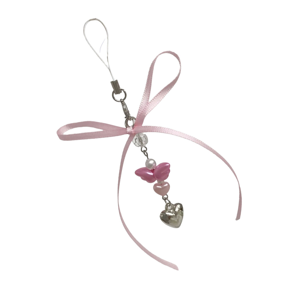 Lovely Angel Wing Bowknot Keyring For Phone Purse Or Bag In 3 Color Pink 7755000596109