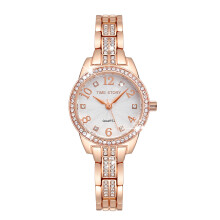 (Rose gold white surface) New Fashion Women Quartz Watch, Jewelry Clasp, Elegant Luxury Diamond Inlaid Waterproof Wristwatch