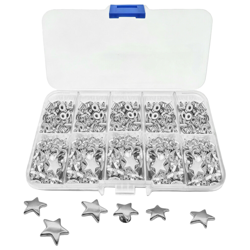 100Pcs/Lot Small Star Shaped Rivets In Assorted Colors Iron Star Rivets Silver 7755000606181