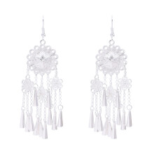 Beautiful Floral Dangle Earrings With Elegant Tassels Alloy Ear Pendant Jewelry B