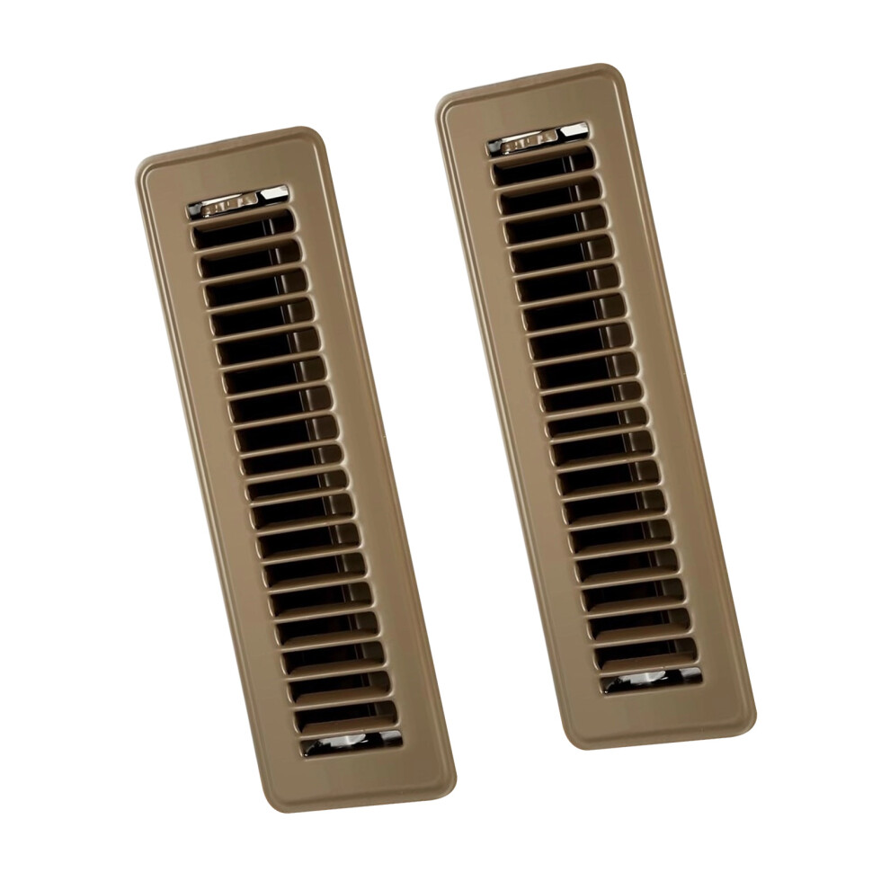 2Pcs Metal Floor Register Cover With Adjustable Louvers Smooth Quiet Airflow Brown 7755000596765
