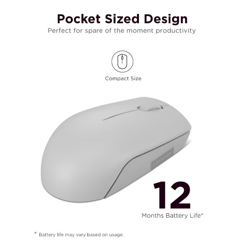 Lenovo Lenovo 300 Wireless Compact Mouse (Arctic Grey) with battery 1