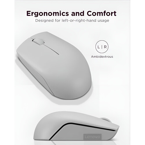 Lenovo Lenovo 300 Wireless Compact Mouse (Arctic Grey) with battery 2