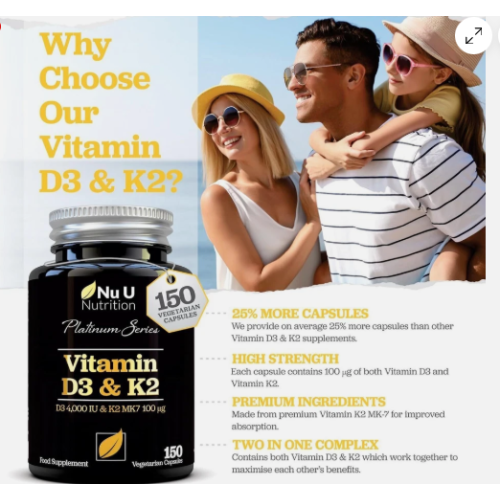 Vitamin D3 4000IU + K2 MK7 100µg 150 Capsules 1