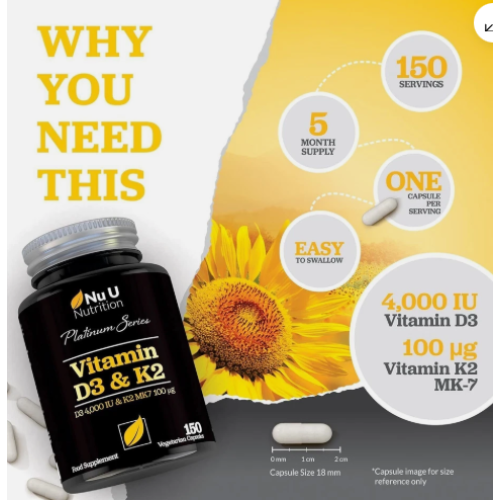 Vitamin D3 4000IU + K2 MK7 100µg 150 Capsules 2