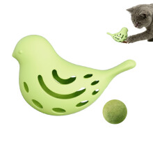 Silicone Bird Cats Food Puzzle Toy for Boredom Cats Relaxation Mental Stimulation Green