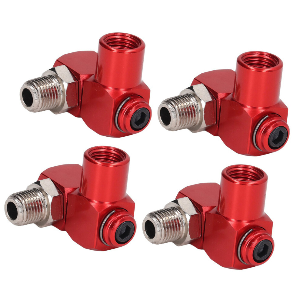 4Pack Durability Aluminum Pneumatic Rotary Fitting 360 Degree Swivels Connector Red 7755000611048