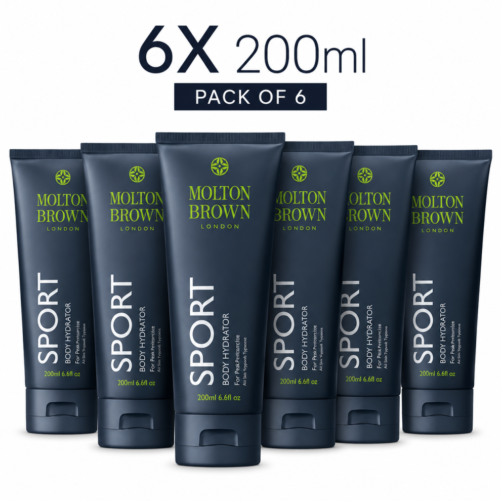 6x Molton Brown Mens Sport Body Hydrator, For Post Exercise, 200ml