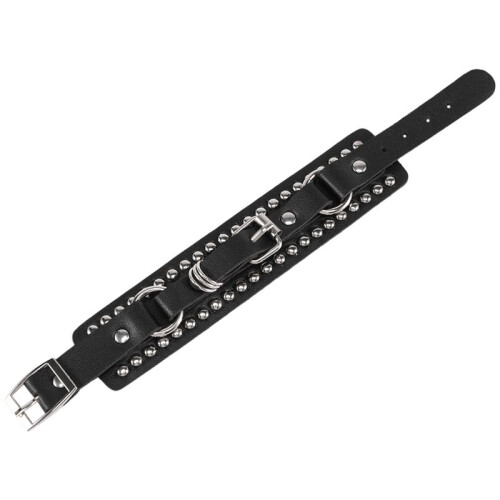 Mode Punk Nit Stud Mode Unisex LäDerbäLte Armband Armband (Svart)